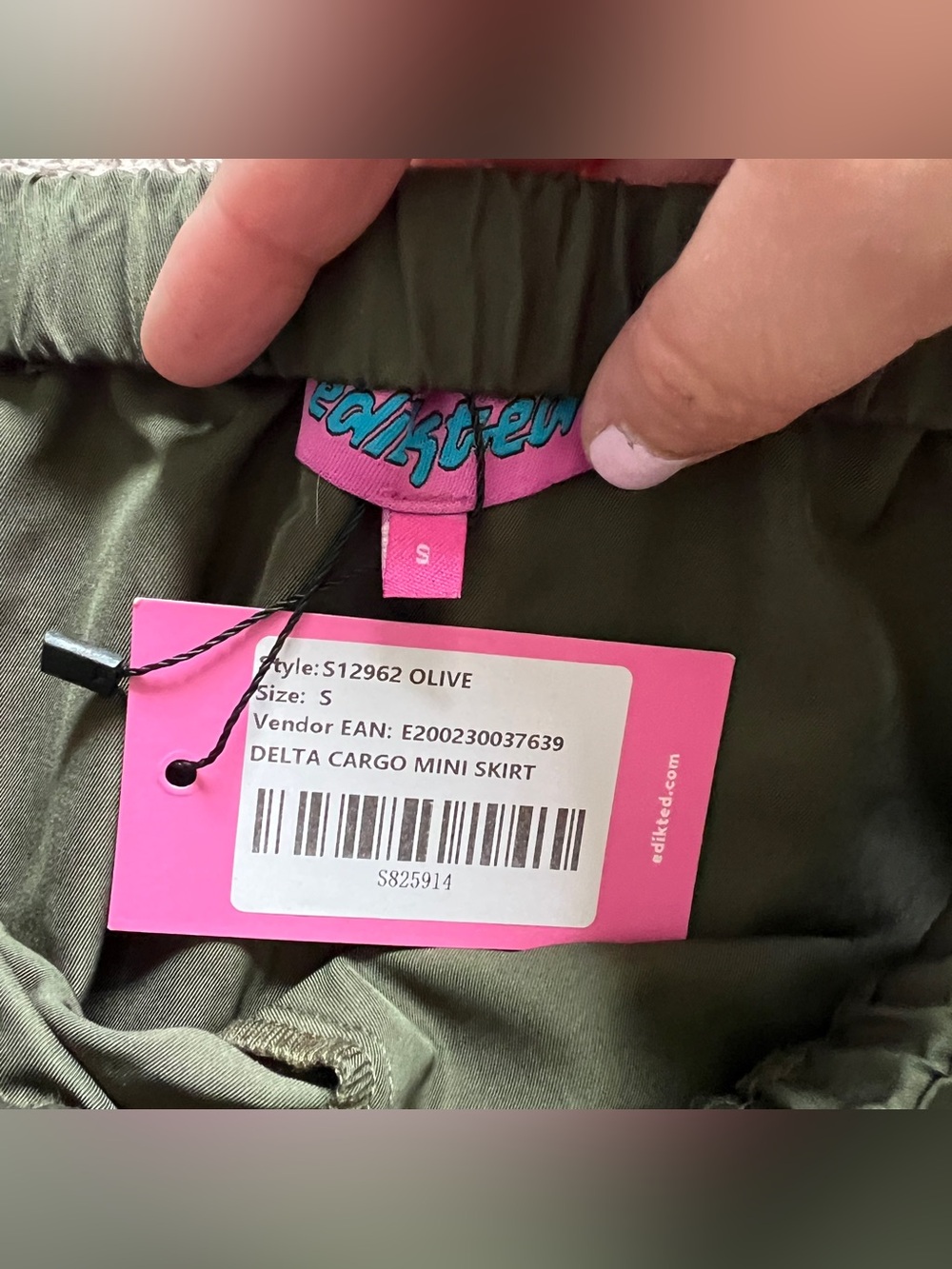 NWT Edikted Delta Cargo Mini Skirt Preppy Stretchy Minimalist Biker Gorp Sz S - Picture 2 of 5